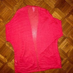 🌷3/$30 Chico’s sz 2 Burnout Kimono Sweater Coral